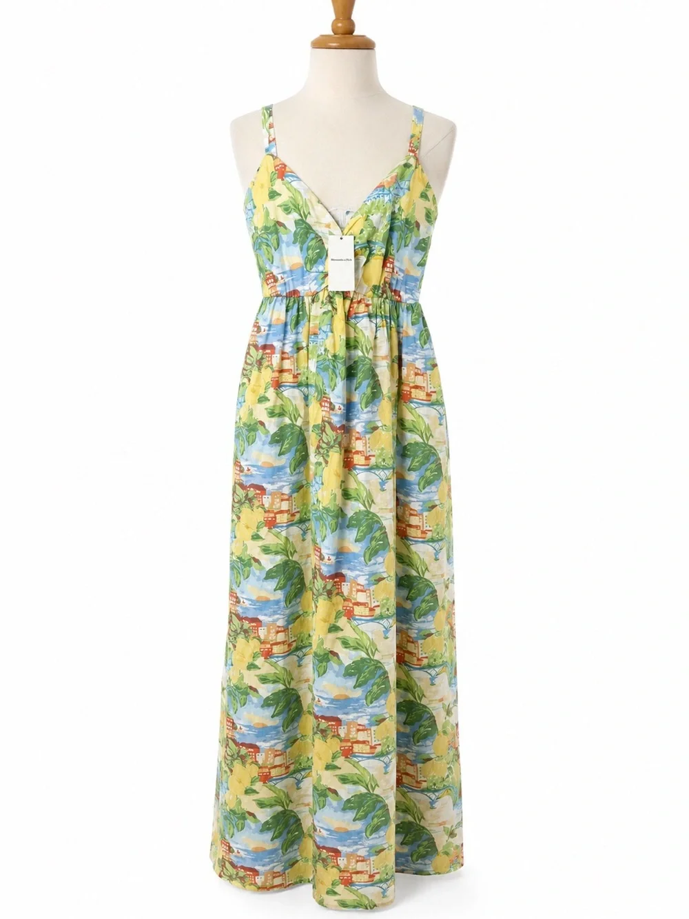 Abercrombie Maxi Dress Small Lemon Italian Summer Beachy Vibes